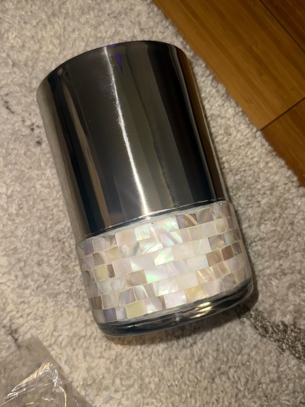 ANNA New York Iridescent White and Silver Mosaic Wine Chiller